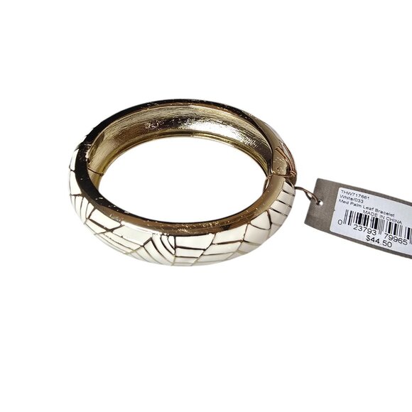 Tommy Bahama Women's Trendy White Palm Leaf Gold Plated Bangle Bracelet NWT - Picture 4 of 4